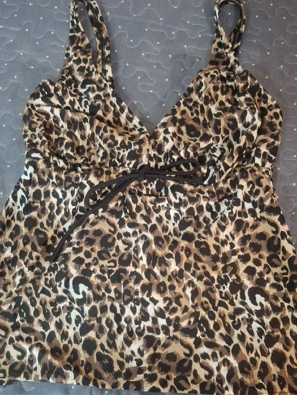Lascana Leopard Print Tankini Top with Tie size EUR 38E